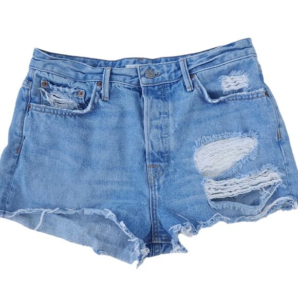 GRLFRND The Cindy Shorts Blue Jean Cutoff Distressed High Rise Sz 29 - Picture 1 of 6